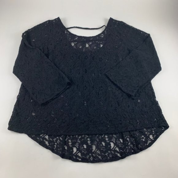 torrid Tops - Torrid Tops Black Lace Sheer Blouse 3X